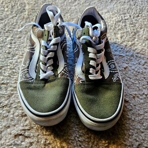 Green Paisley Print Vans Sneakers